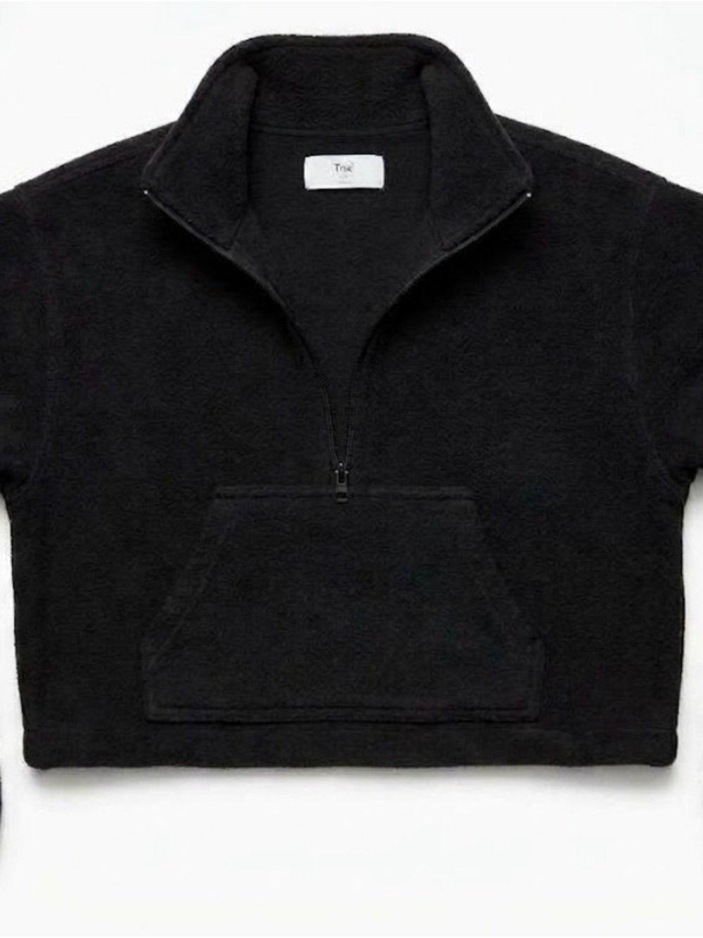 Aritzia Tna Black Polar Fleece Cropped 1/4 Zip Pullover XXS